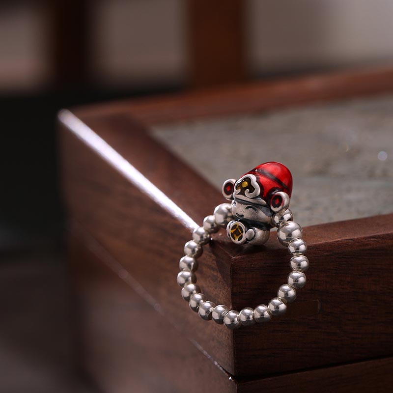 Bague de protection Dieu de la richesse en argent sterling 925 53-54 mm