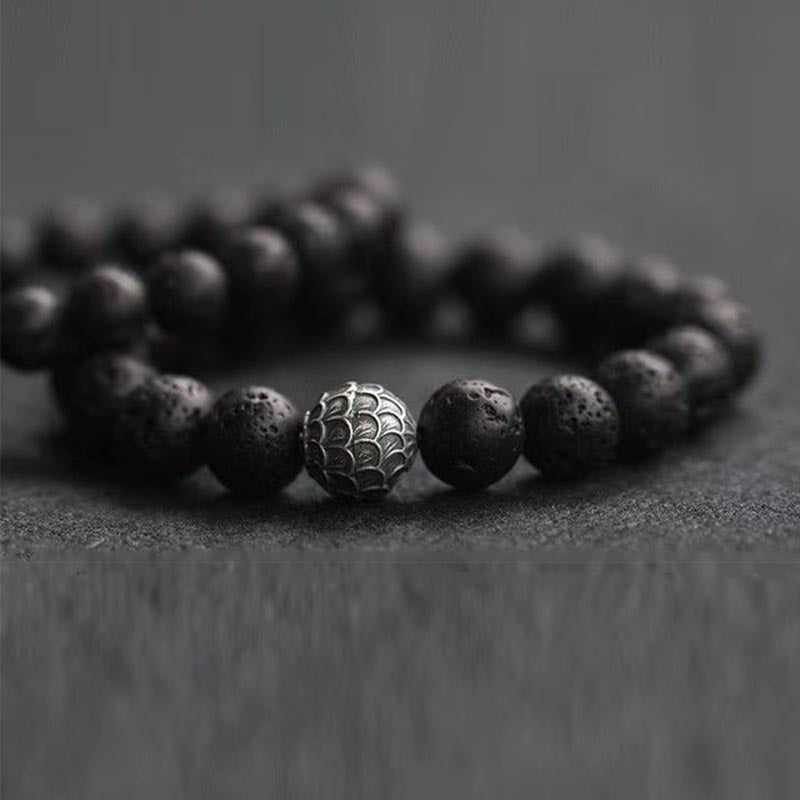Bracelet de guérison spirituelle en pierre de lave de 10 mm pour l'ancrage