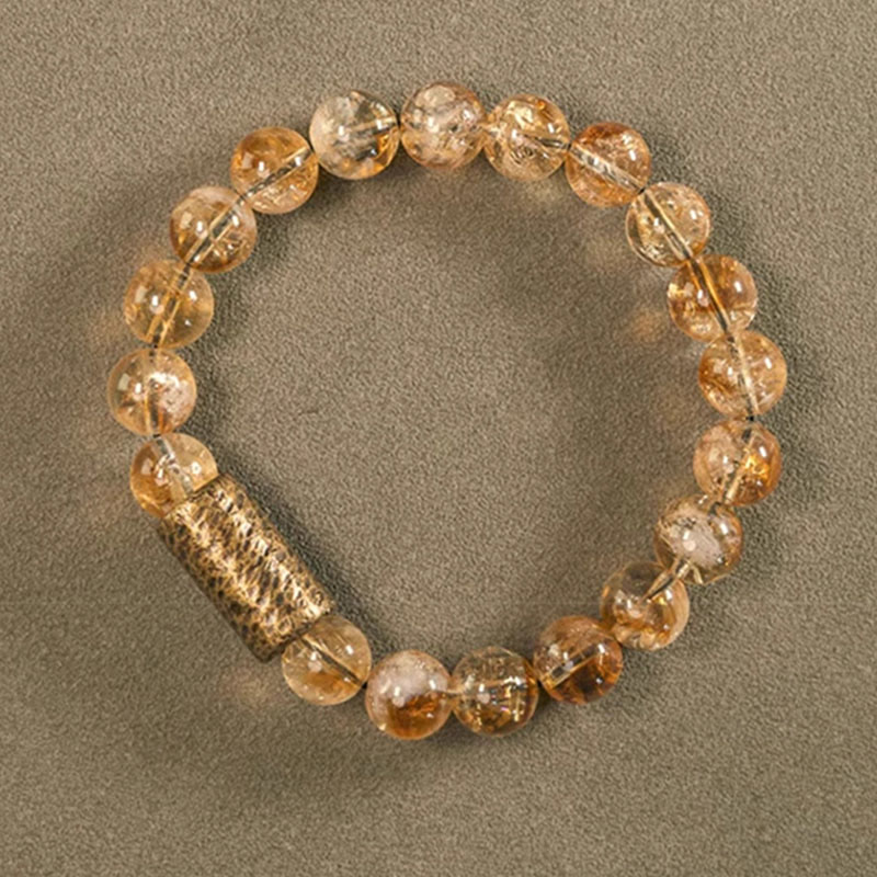 Bracelet de protection en citrine naturelle avec perles en laiton