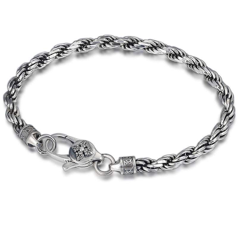 925 Sterling Silver Om Mani Padme Hum Bracelet 18cm Peace & Love