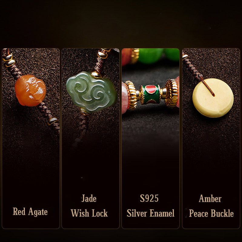 Bracelet Bouddha en jade cyan 108 perles pour la chance et l'harmonie de guérison