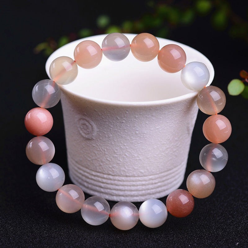 Bracelet de richesse en pierre de lune de 8 mm pour une énergie positive