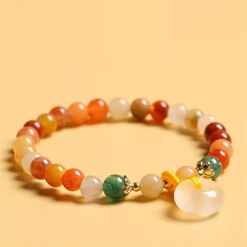 Bracelet unisexe en jade et soie dorée, boucle de paix, 8 mm