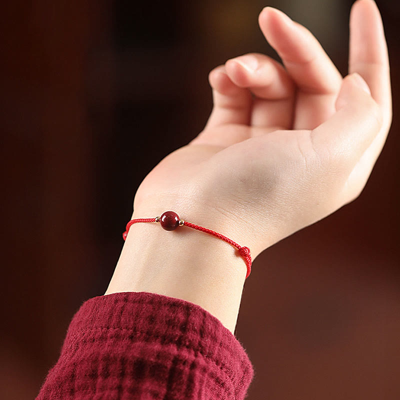 Cinnabar Bracelet and Anklet with Lucky Blessed String