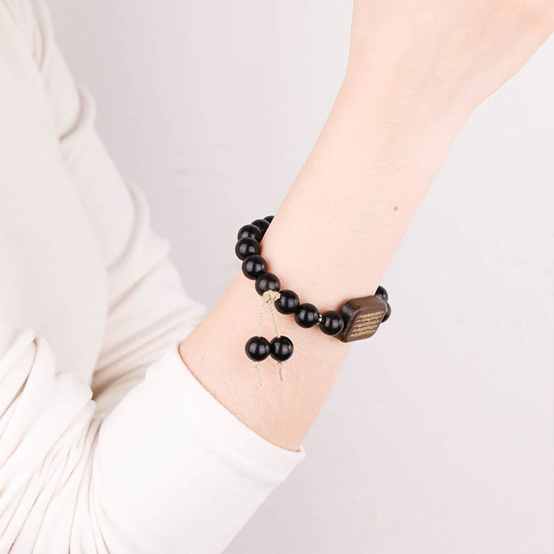 Bracelet de paix gravé en bois d'ébène 14-17 cm