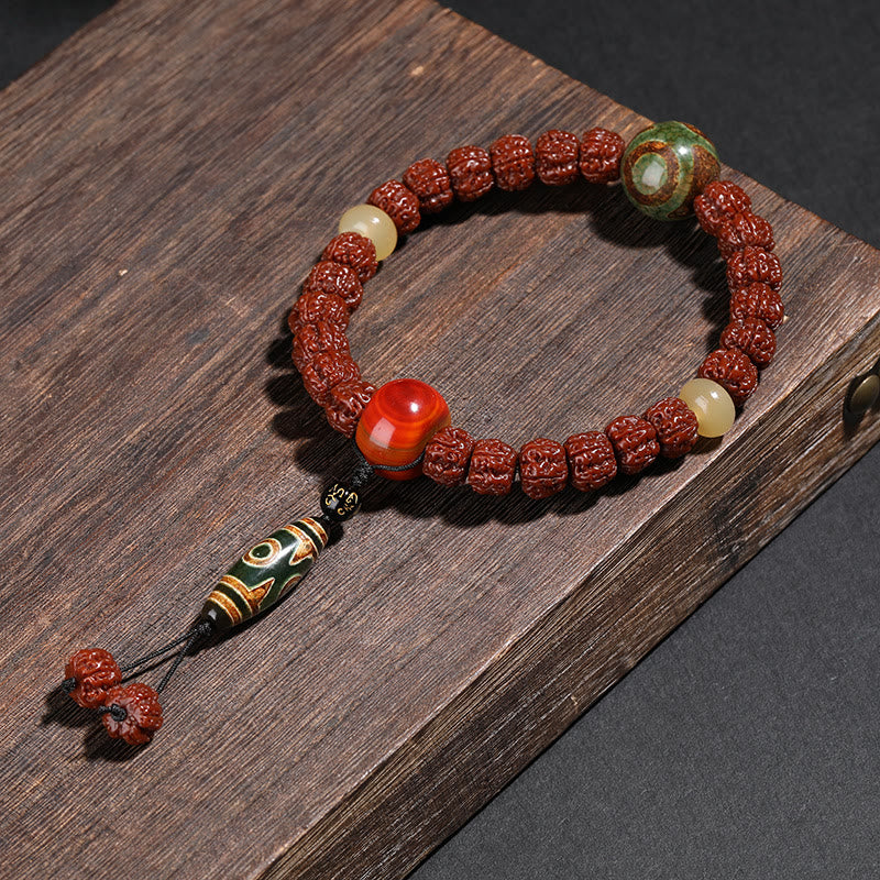 Unisex Rudraksha Bodhi Seed Dzi Bead Bodhi Seed Mala Bracelet