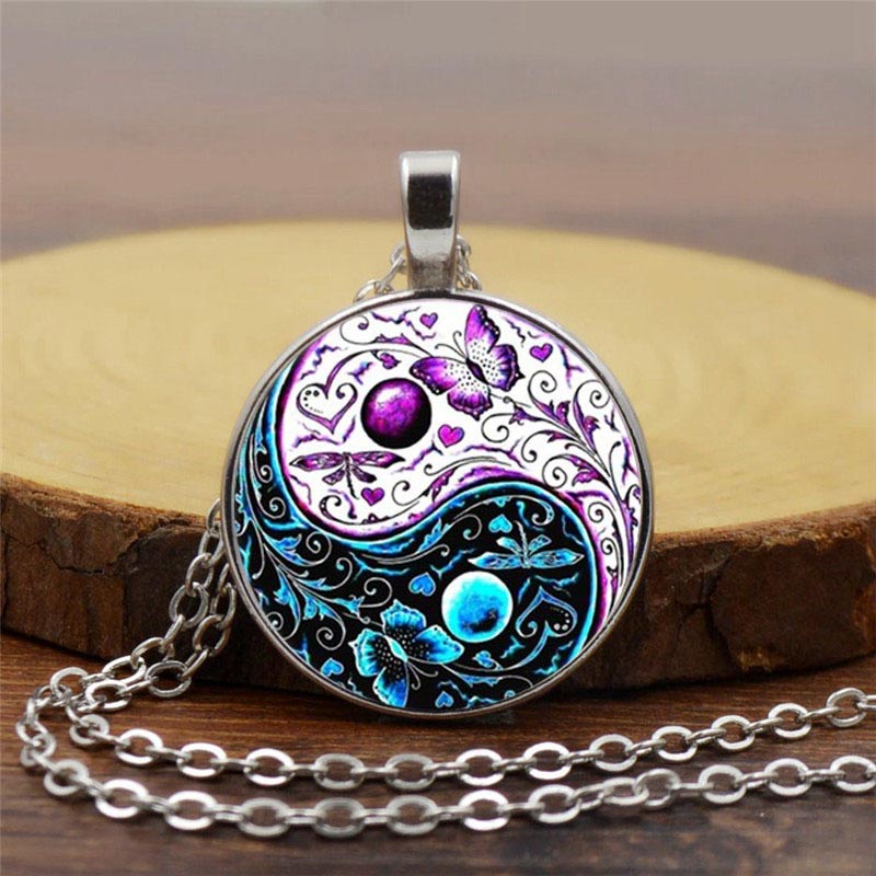 Collier pendentif équilibre Yin Yang en cuivre unisexe