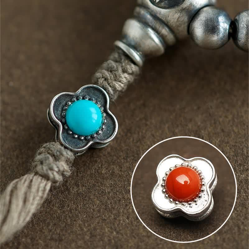 Bracelet de confiance en argent sterling avec 108 perles Mala et agate rouge turquoise