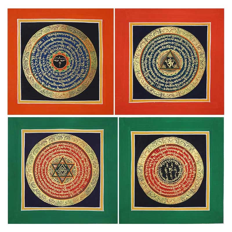Handmade Tibetan Thangka Painting Decoration 26x26cm Random Pattern