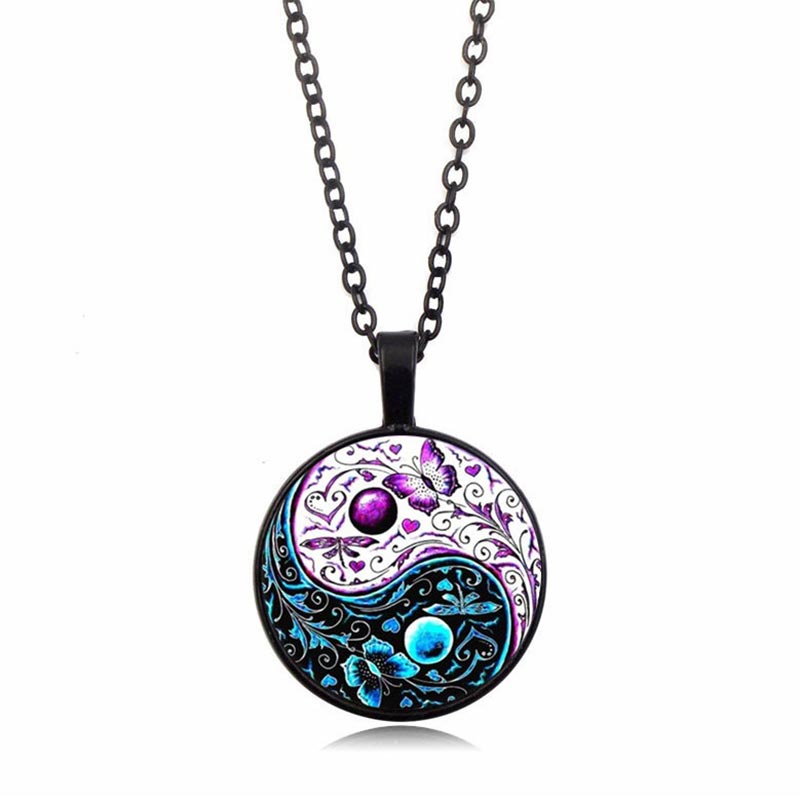 Collier pendentif équilibre Yin Yang en cuivre unisexe