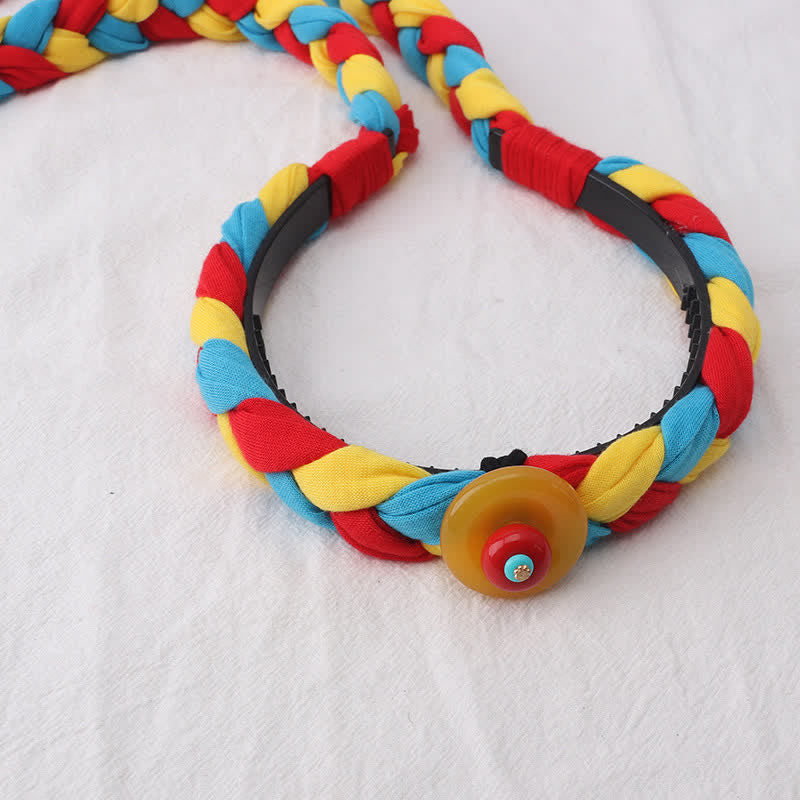 Accessoires pour cheveux spirituels en cuivre avec perles à pompons tibétaines colorées