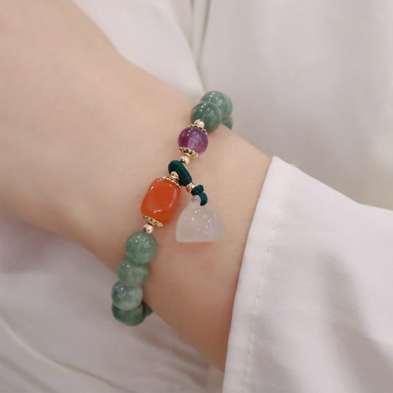 Bracelet de guérison en jade avec jade cyan et améthyste pour l'harmonie