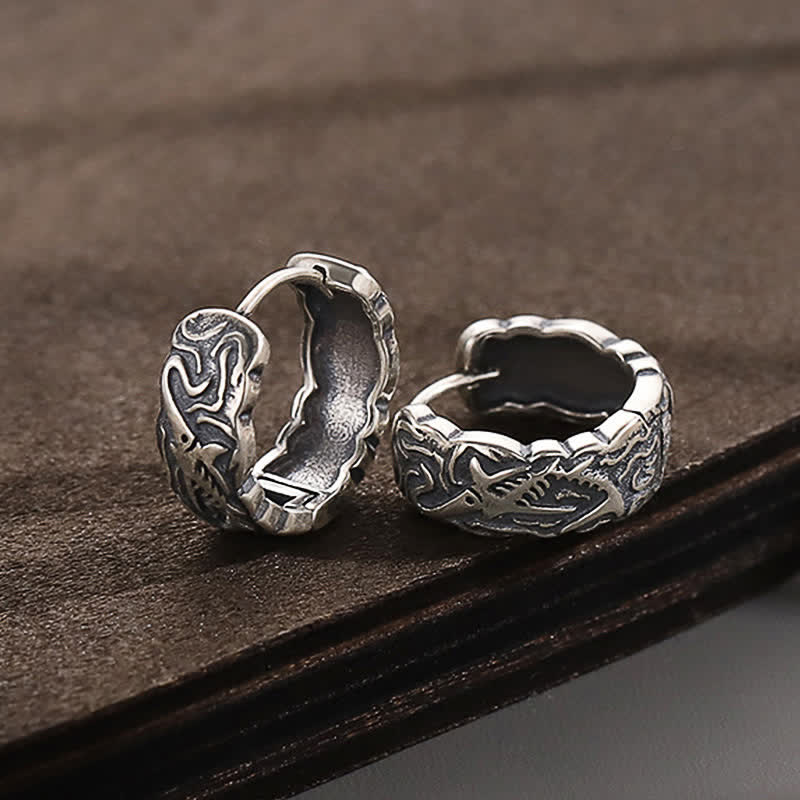 Boucles d'oreilles spirituelles en cuivre à motif d'arêtes de poisson pour la richesse et la chance