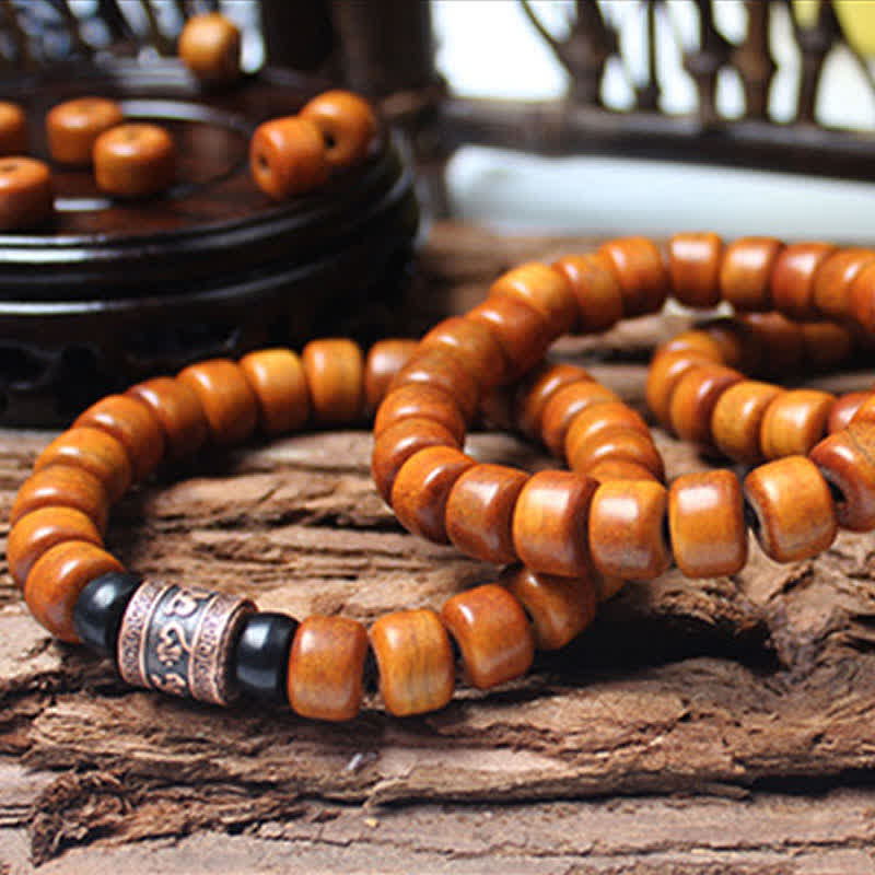 Yak Bone Om Mani Padme Hum Strength Bracelet 9mm
