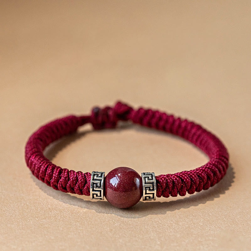 Men's Cinnabar Bracelet 12mm Beads | Sterling Silver Calm