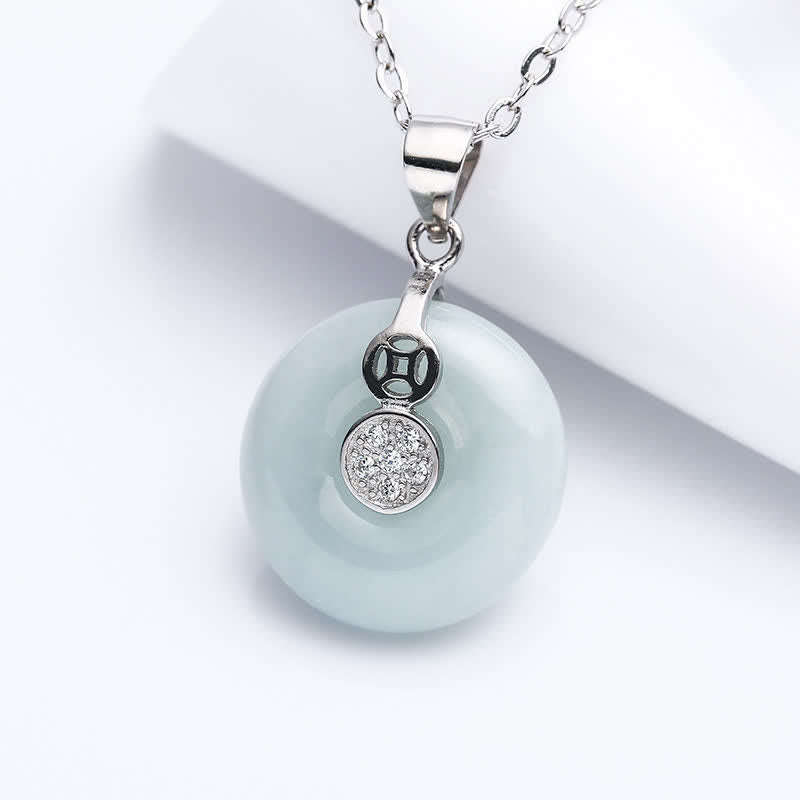 Sterling Silver Jade Peace Buckle Necklace for Luck