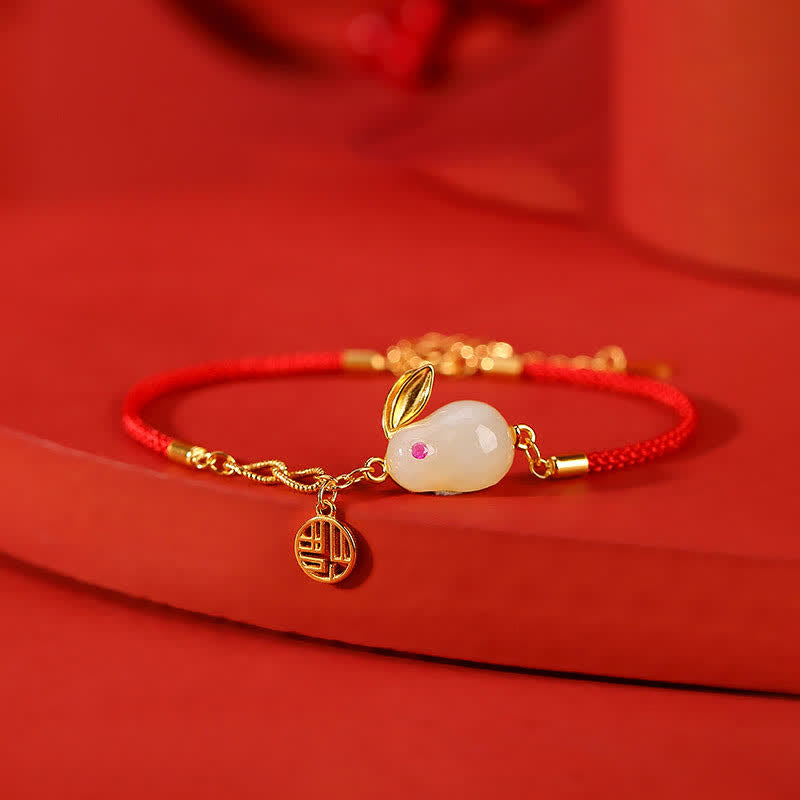 Bracelet porte-bonheur et bénédiction en jade blanc Hetian 17 cm + 5 cm