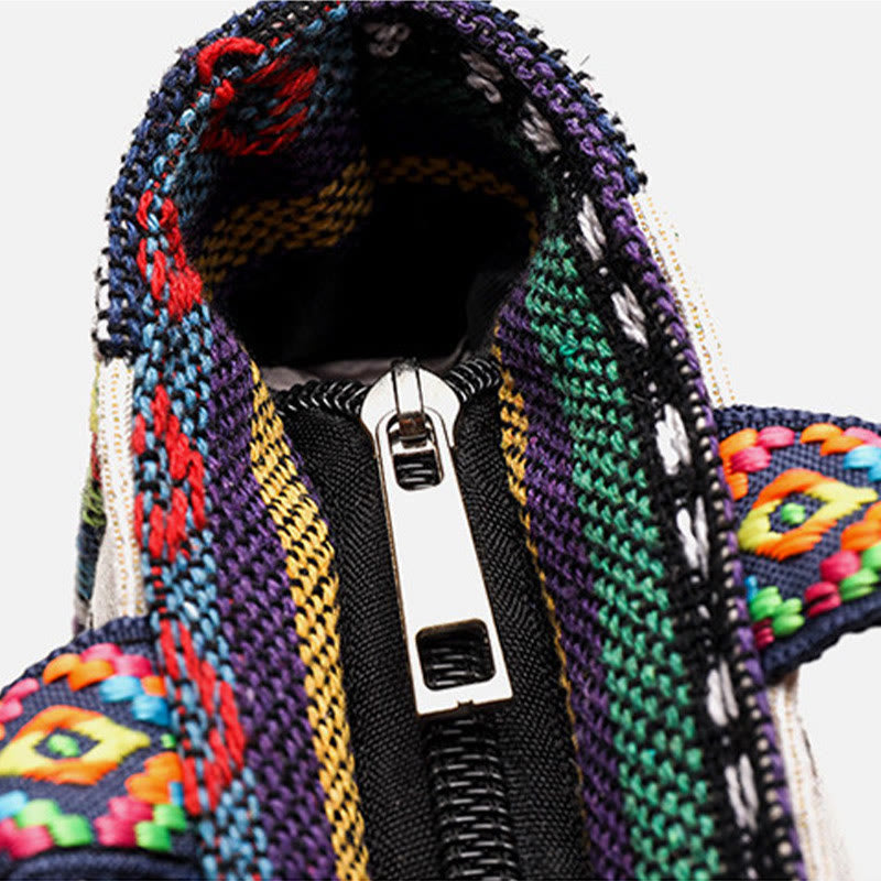 Grand sac fourre-tout en toile avec broderie éléphant et papillon - Charme spirituel