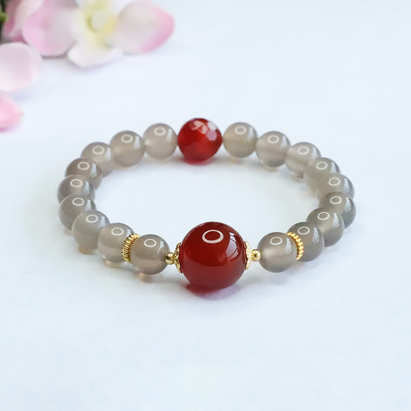 Bracelet Harmonie Spirituelle en Calcédoine Grise 8 mm