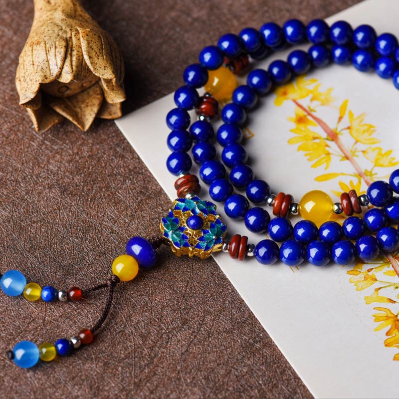 Bracelet positif en agate jaune lazurite pour la paix intérieure