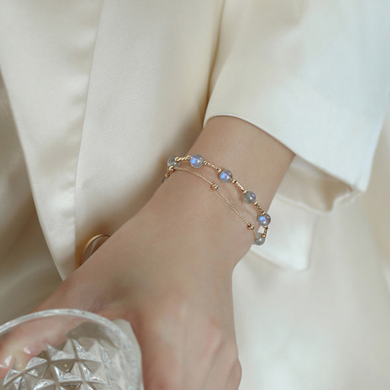 Bracelet chaîne en or 18 carats avec pierre de lune Love & Calm