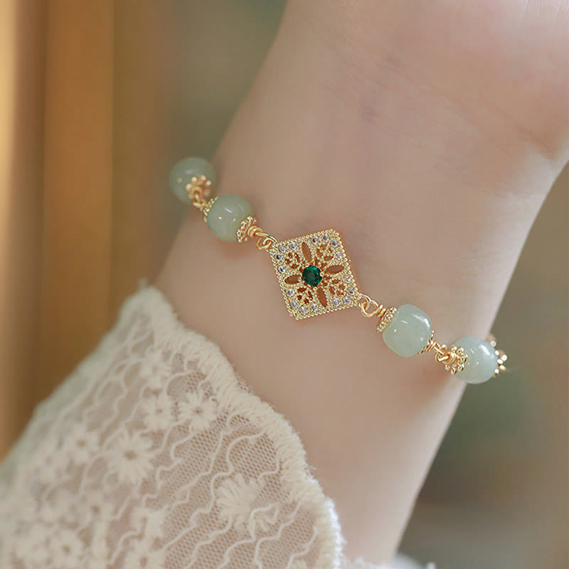 Bracelet de prospérité en jade naturel Hetian 14-15 cm