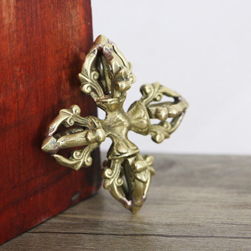 Rituel de force spirituelle double Dorje Vajra en cuivre de 6,7 cm