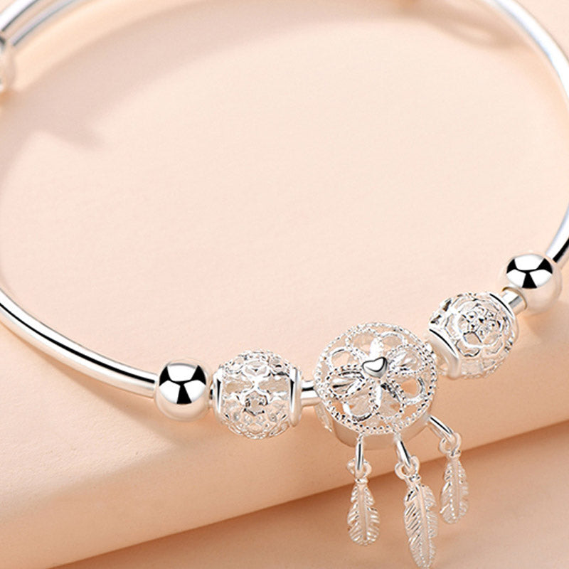 Bracelet à breloques attrape-rêves en cuivre blanc pour la chance et la guérison