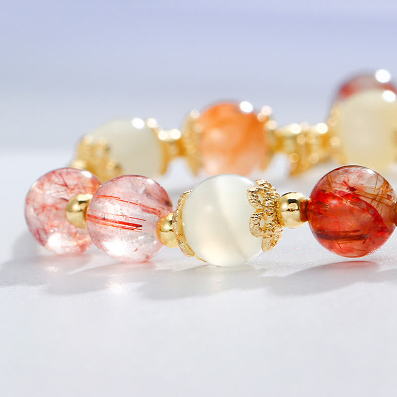 Bracelet de bon augure en quartz rutile, perles de 7 mm