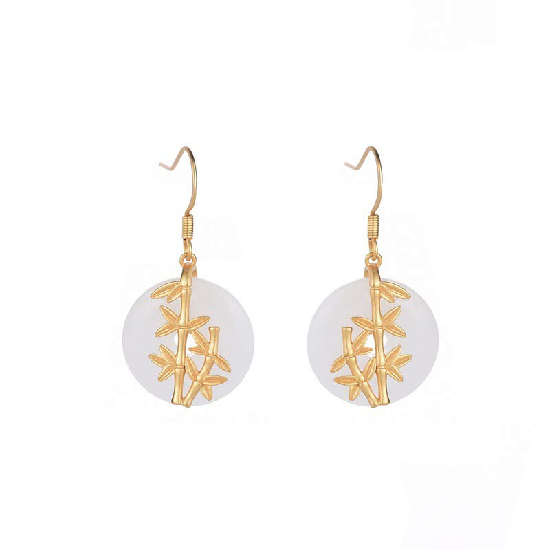 Boucles d'oreilles Fortune en jade blanc pour la protection et la chance