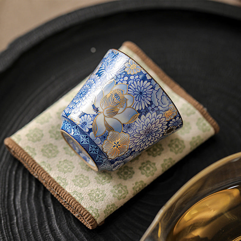 Ceramic Lotus Chrysanthemum Tea Cup Set with Teapot 140ml
