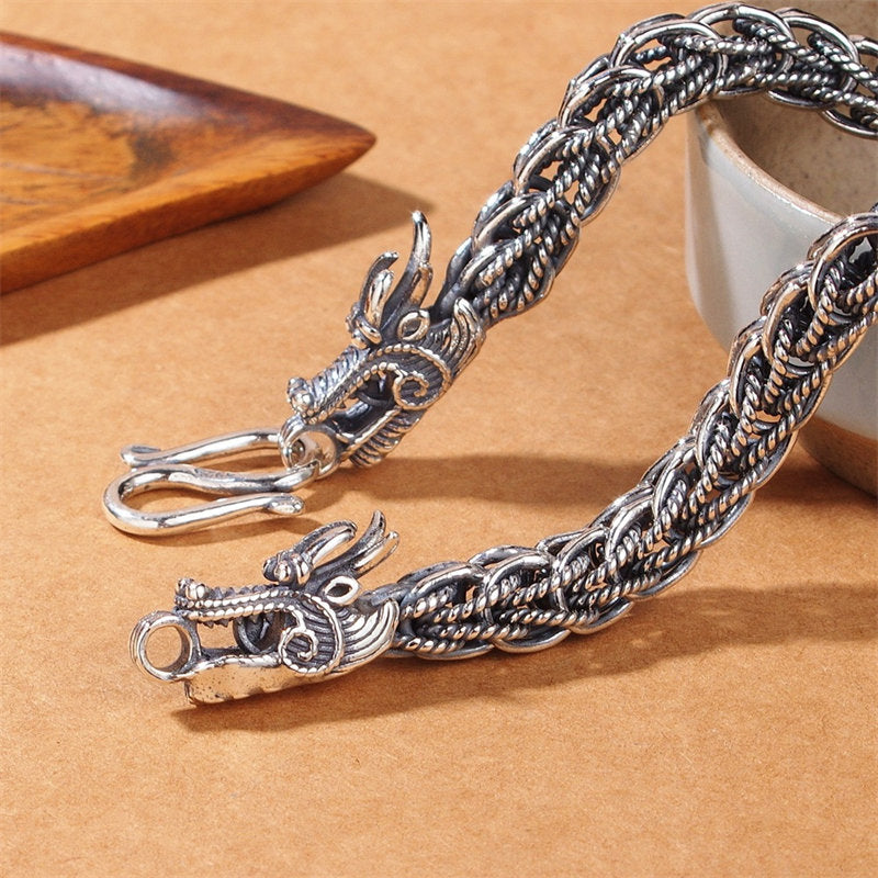 Bracelet dragon en argent sterling 925 pour le succès et la force