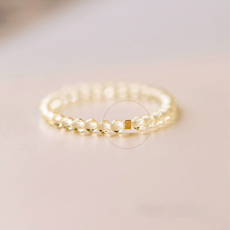 Bague en or citrine naturelle Prospérité et bonheur plaquée 14 carats