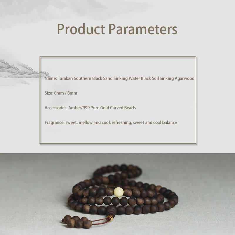 Bracelet Mala en bois d'agar de 8 mm pour la protection et l'équilibre