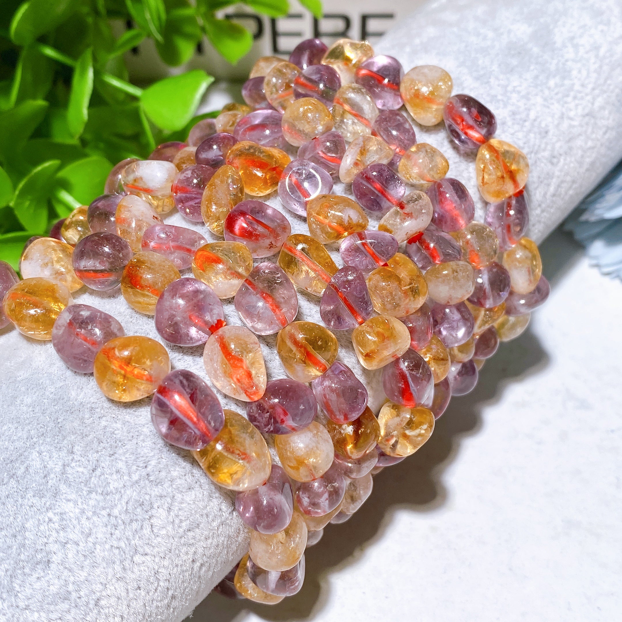 Bracelet de guérison en améthyste et citrine de 8 mm pour l'équilibre