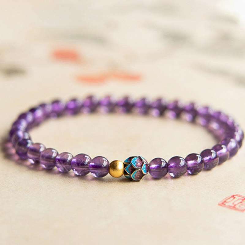 Bracelet de conscience spirituelle en améthyste lotus 8 mm