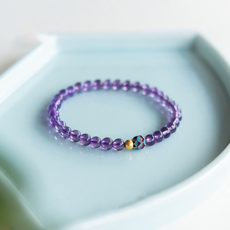Bracelet de conscience spirituelle en améthyste lotus 8 mm