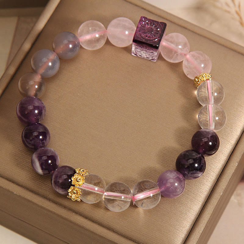 Bracelet de paix intérieure en cristal rose améthyste 8 mm