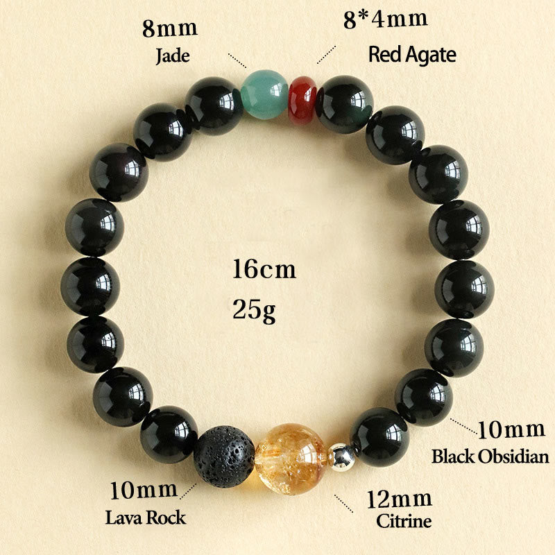 Bracelet en obsidienne noire de 8 mm pour l'accomplissement