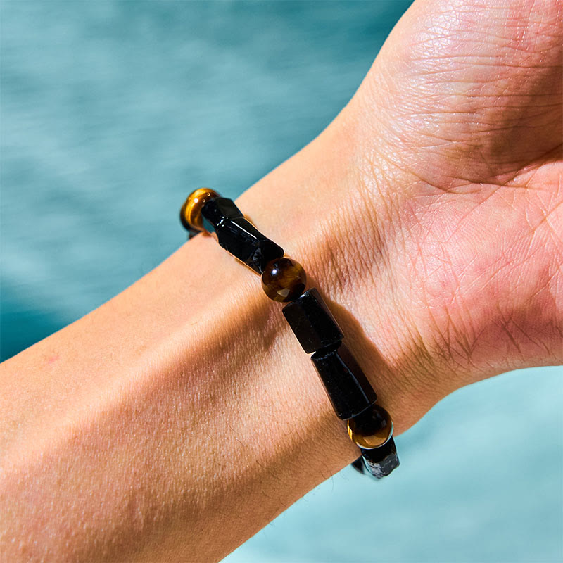 Bracelet de protection œil de tigre en tourmaline noire de 8 mm