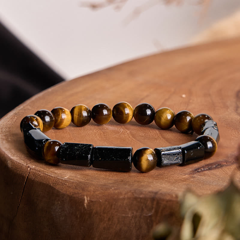 Bracelet de protection œil de tigre en tourmaline noire de 8 mm