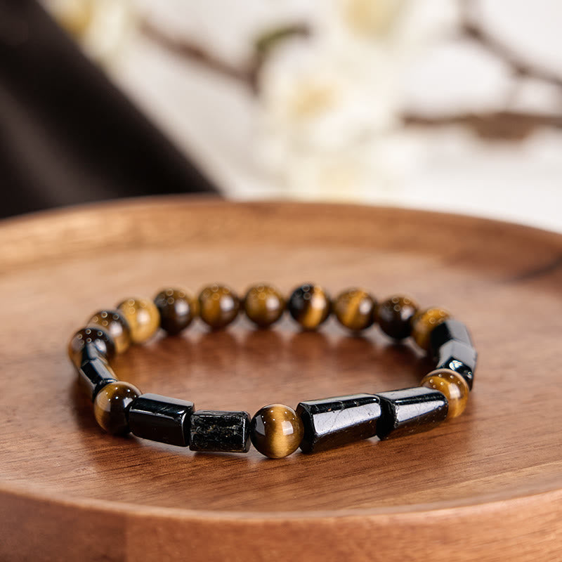 Bracelet de protection œil de tigre en tourmaline noire de 8 mm