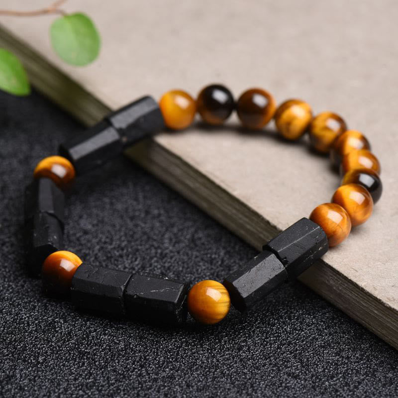 Bracelet de protection œil de tigre en tourmaline noire de 8 mm