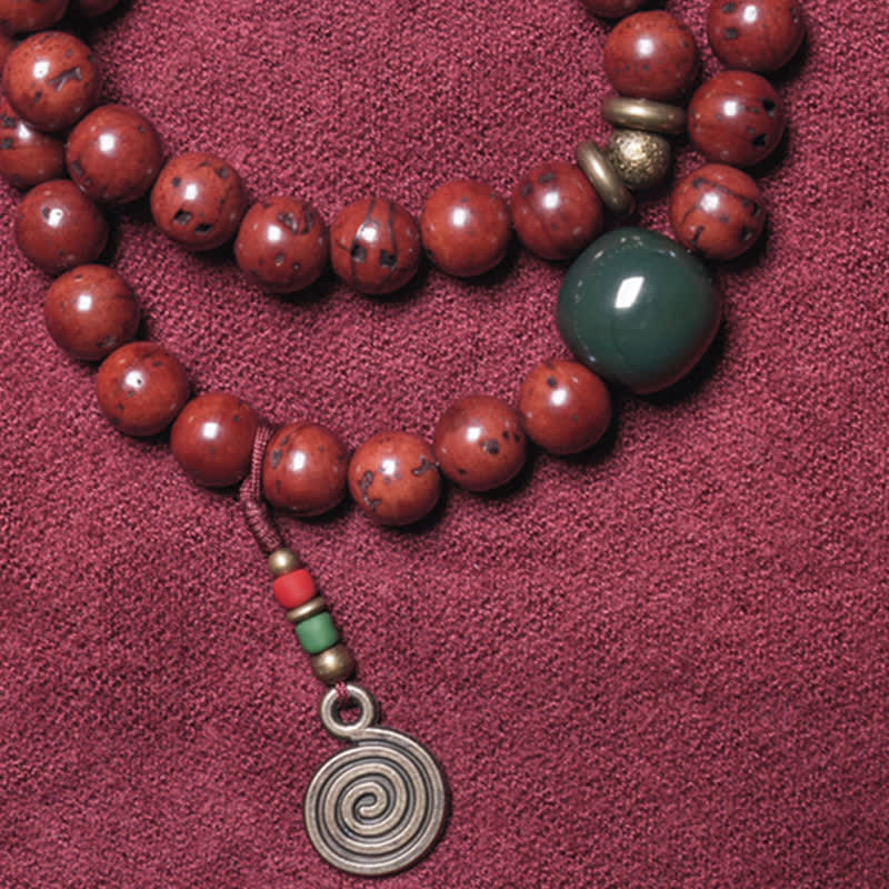 Bracelet de paix en cuivre et jade cyan Bodhi Seed de 8 mm