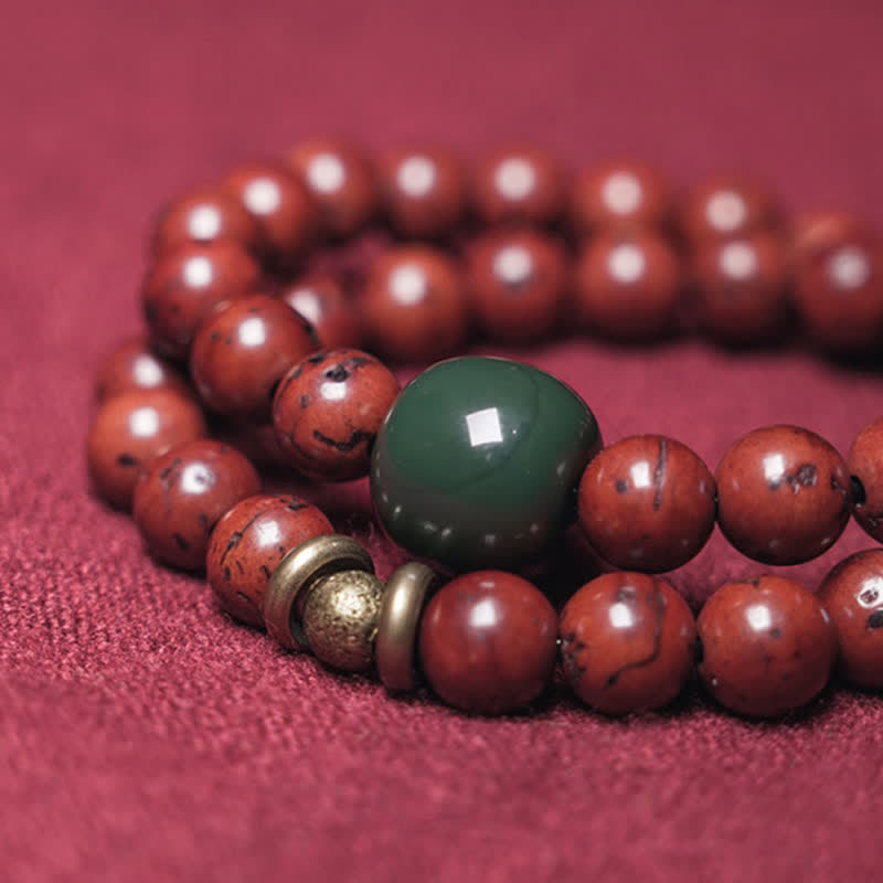 Bracelet de paix en cuivre et jade cyan Bodhi Seed de 8 mm