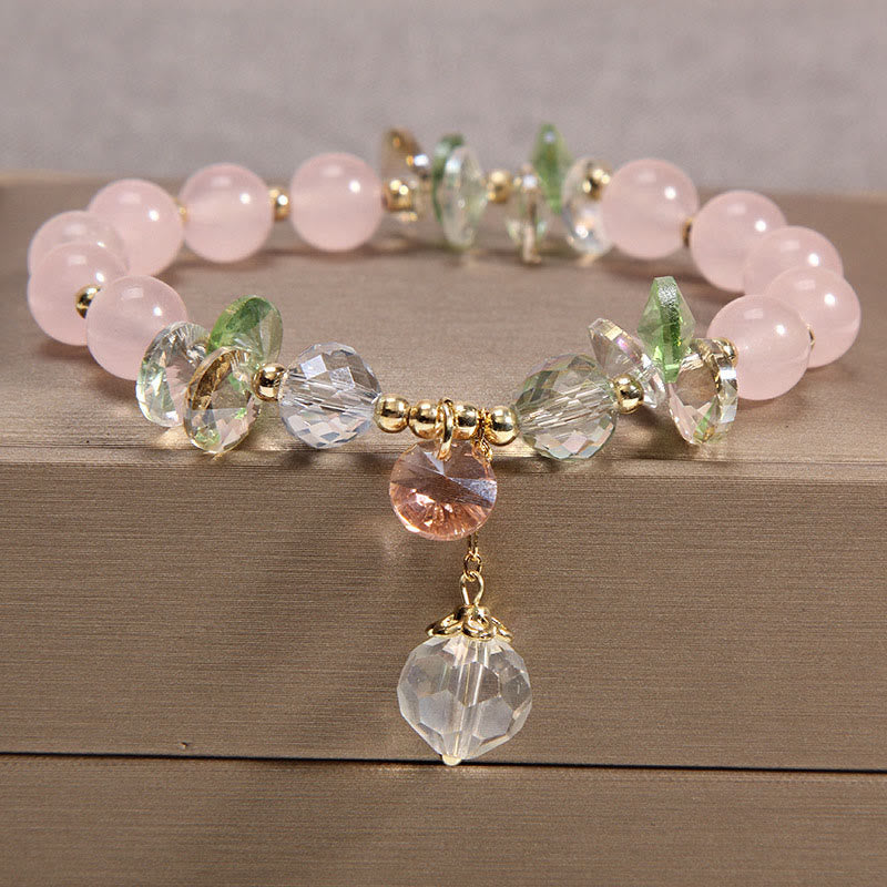 Bracelet spirituel de paix en cristal rose œil de chat de 8 mm