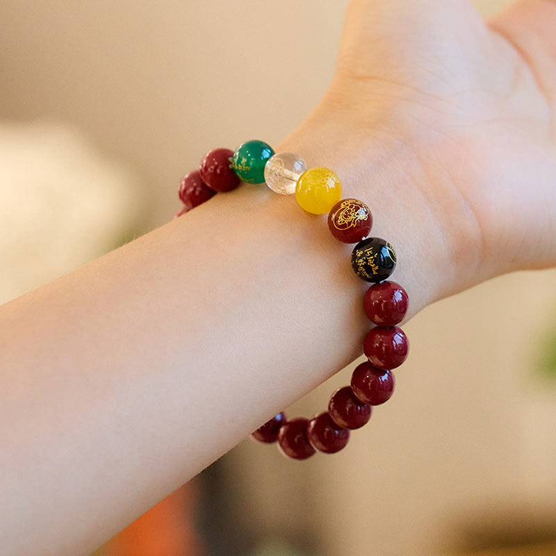 Bracelet de bénédiction en agate cinabre de 8 mm pour la méditation