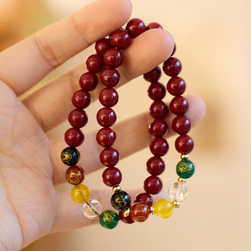 Bracelet de bénédiction en agate cinabre de 8 mm pour la méditation