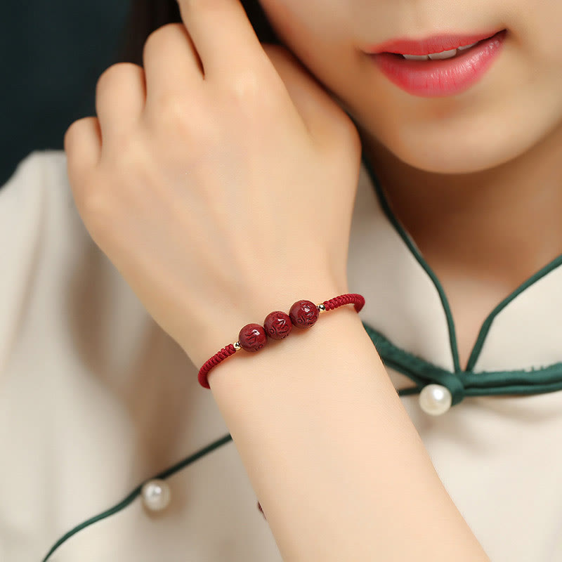 Bracelet de bénédiction cinabre Om Mani Padme Hum 8 mm