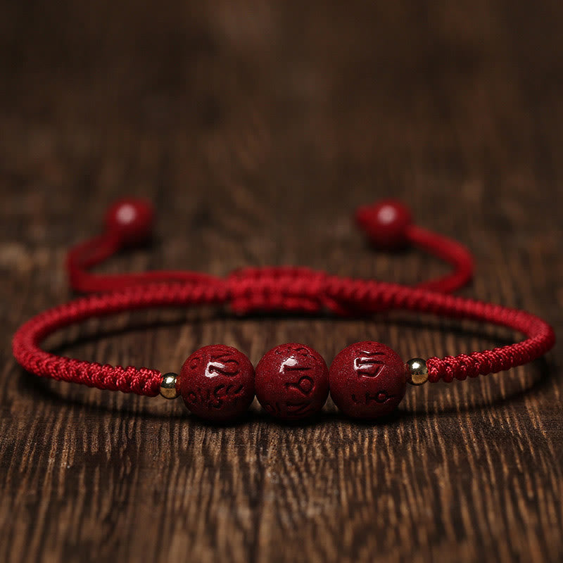 Bracelet de bénédiction cinabre Om Mani Padme Hum 8 mm